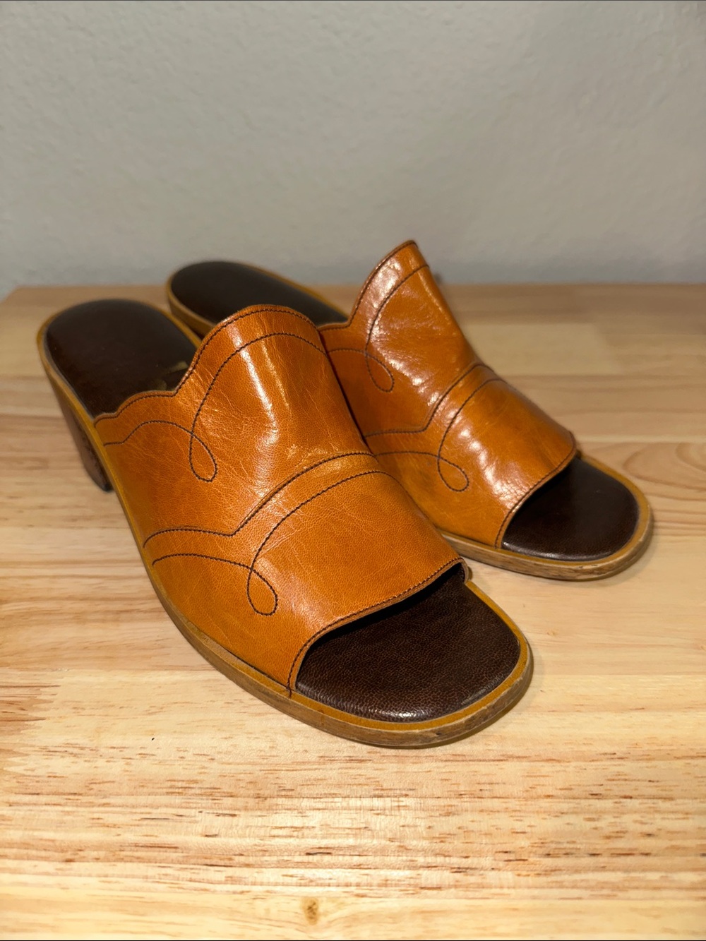 Vintage Leather Slide Mules Size 7